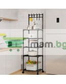 Етажерка стелаж с колела и куки на 5 нива за баня и кухня